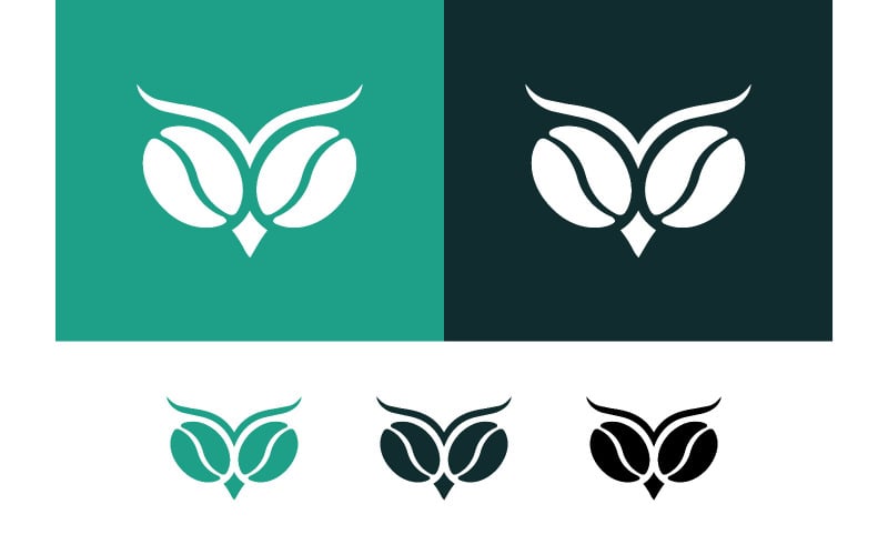 Een slim concept voor een logo met een uil en een koffieboon.