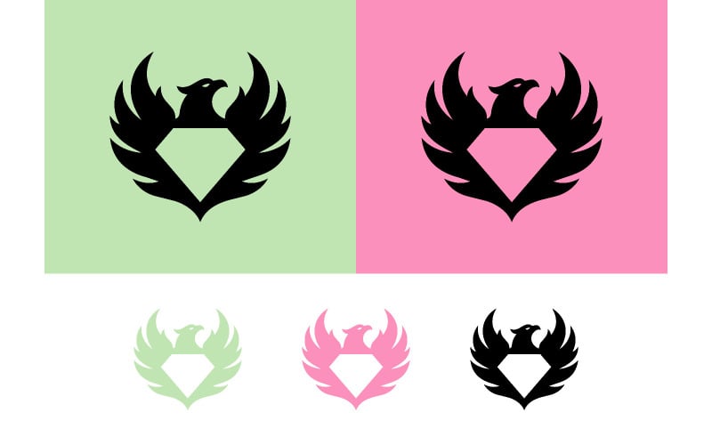 Logo Phoenix avec symbole de puissance en diamant.
