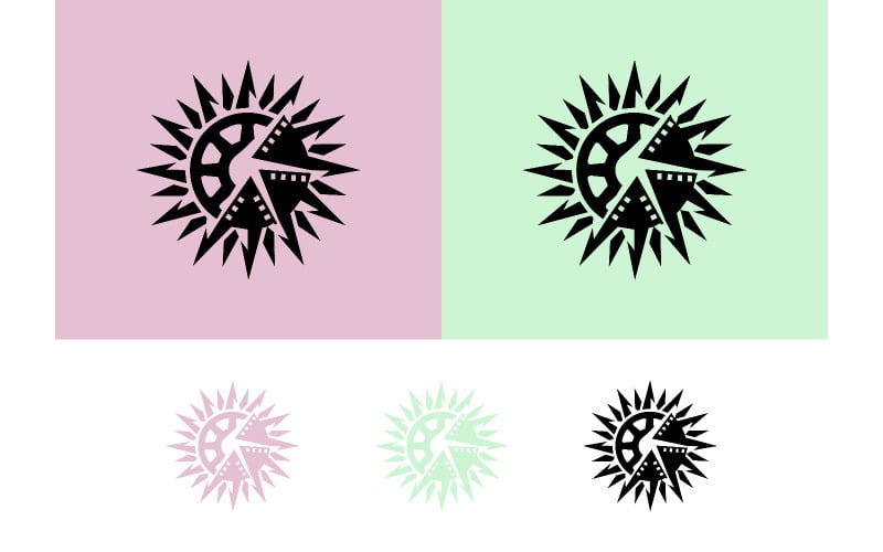 Logo de l'objectif d'un appareil photo avec une pellicule solaire.