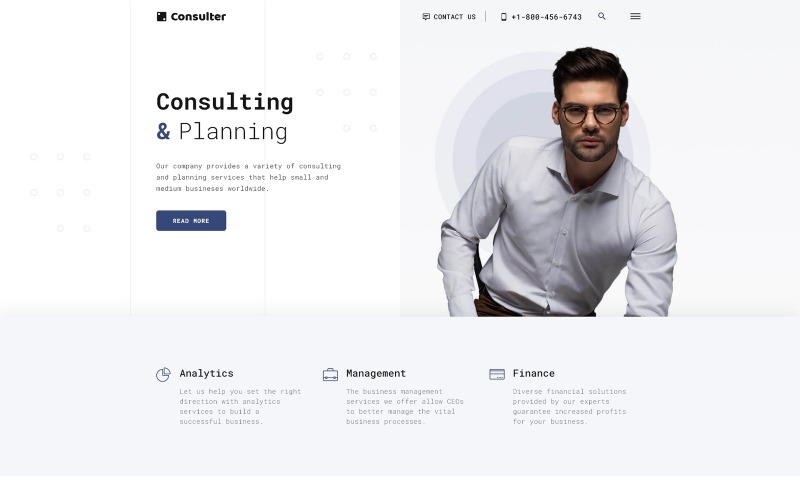 Consulter - Snyggt konsultföretag HTML-webbplatsmall för flera sidor