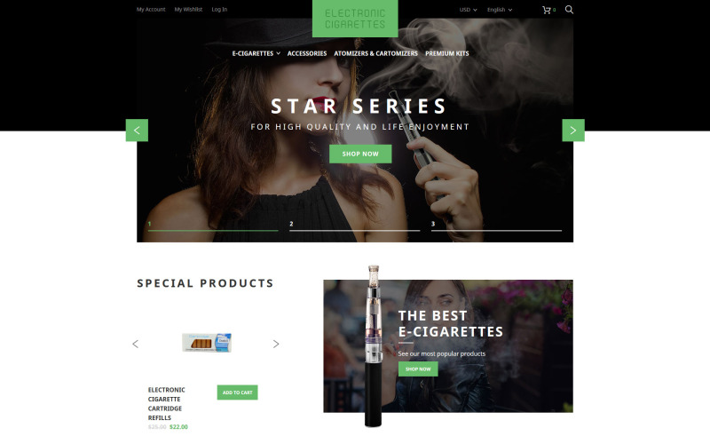 Elektroniska cigaretter Magento Theme