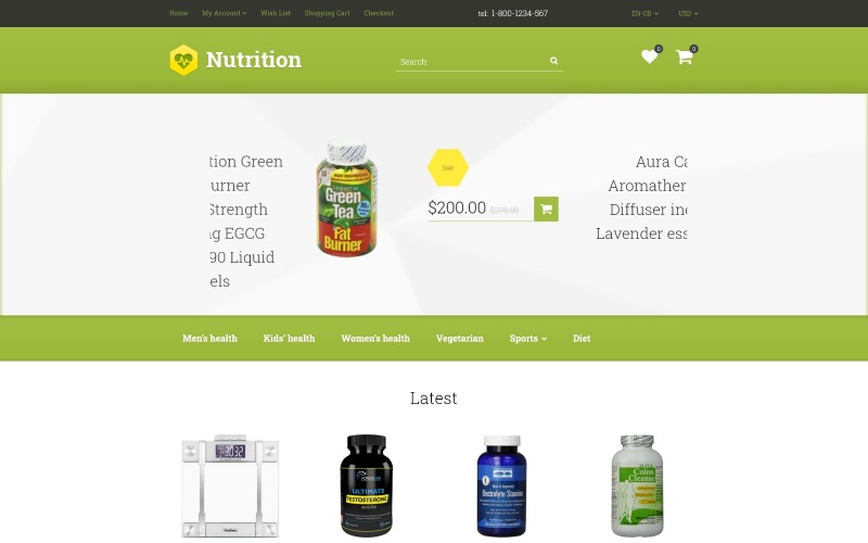 Ernährung / Nahrungsergänzungsmittel OpenCart Template
