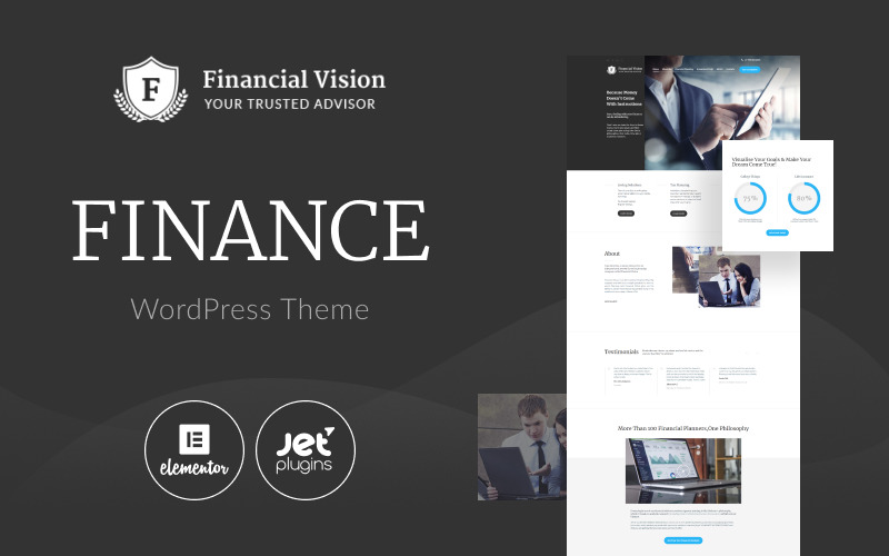 Financial Vision – Finanse Uniwersalny klasyczny motyw WordPress Elementor