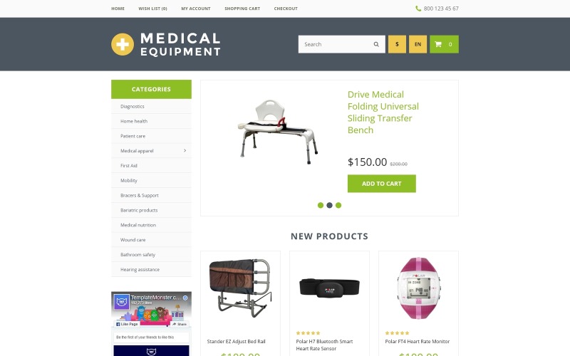 Modèle OpenCart d'équipement médical