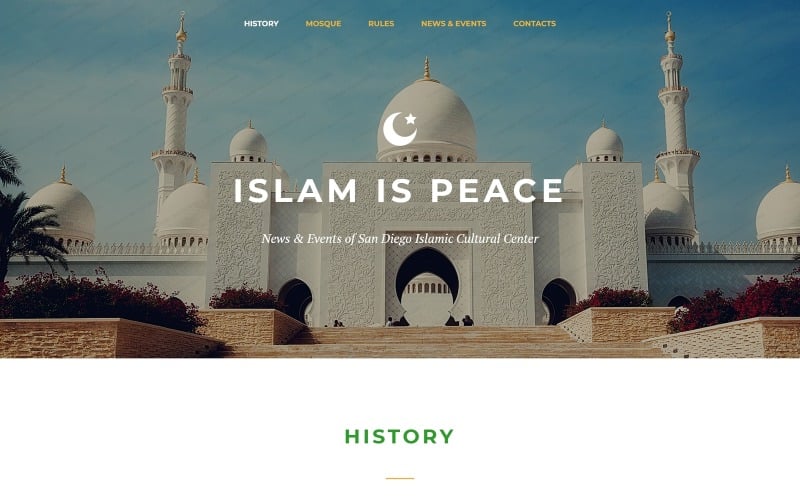 Plantilla de página de destino receptiva del Islam