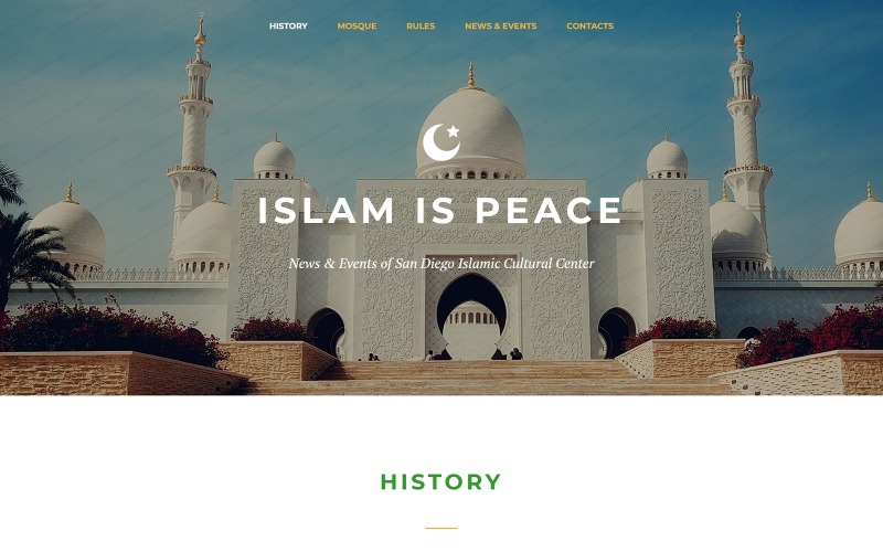Šablona cílové stránky reagující na islám