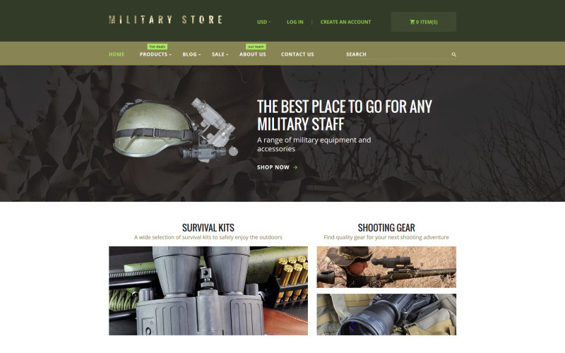 Thème Shopify militaire