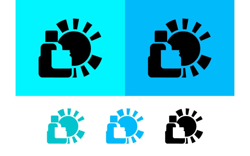 Logo con pollice in su e sole su sfondo blu.