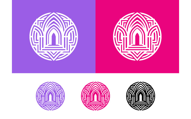 Inspiration för arkitektonisk fönsteremblemlogotypdesign.