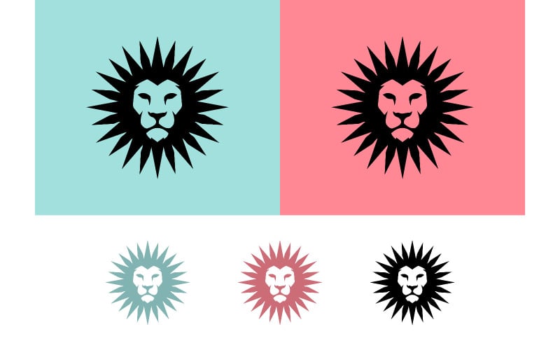 Logo tête de lion aux variations dynamiques.