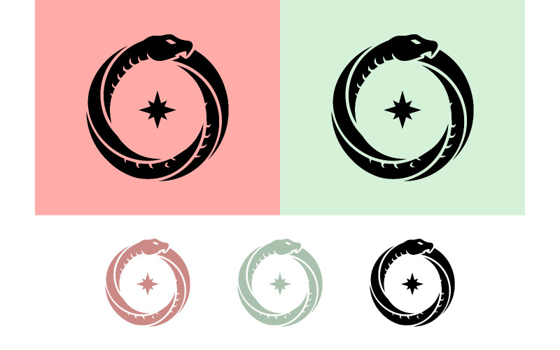 Logo circulaire en forme de serpent Ouroboros.