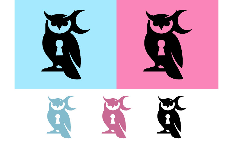 Conception graphique secrète du logo Hibou en forme de trou de serrure.