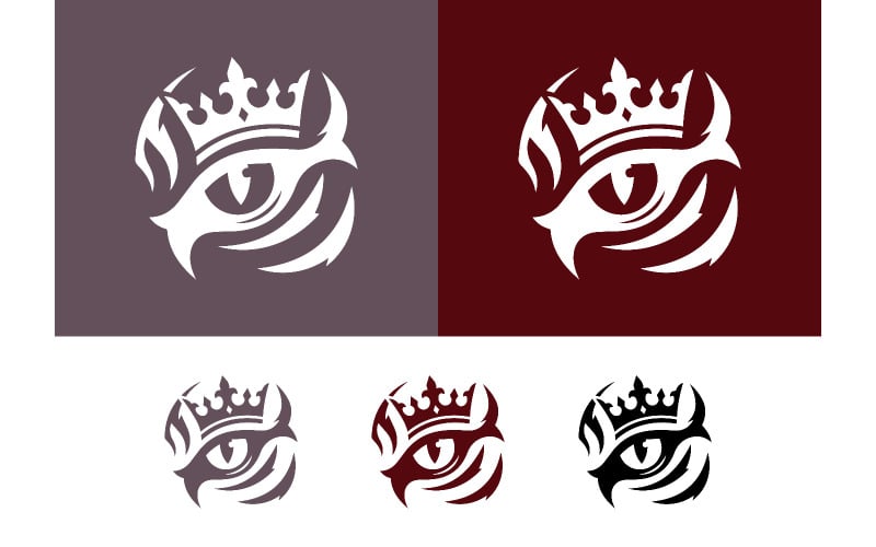 Concetto di design del logo con l'emblema della testa del Re Leone.