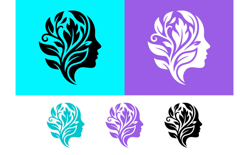 Profil ansikte träd logotyp abstrakt natur design symbol.