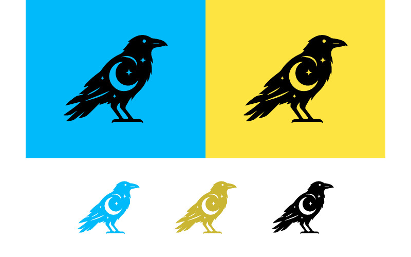 Raven maan sterren logo embleem embleem embleem.