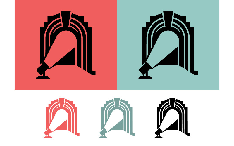 Retro cinema spotlight kunst grafisch ontwerp.