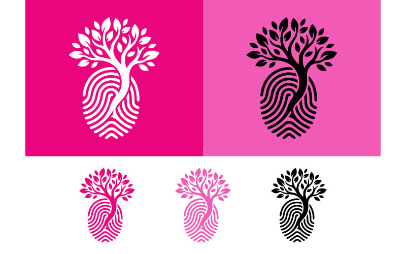 Träd fingeravtryck logotyp abstrakt natur koncept emblem.