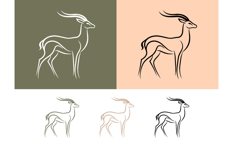 Logo de gazelle gracieuse sur fond de couleurs naturelles.