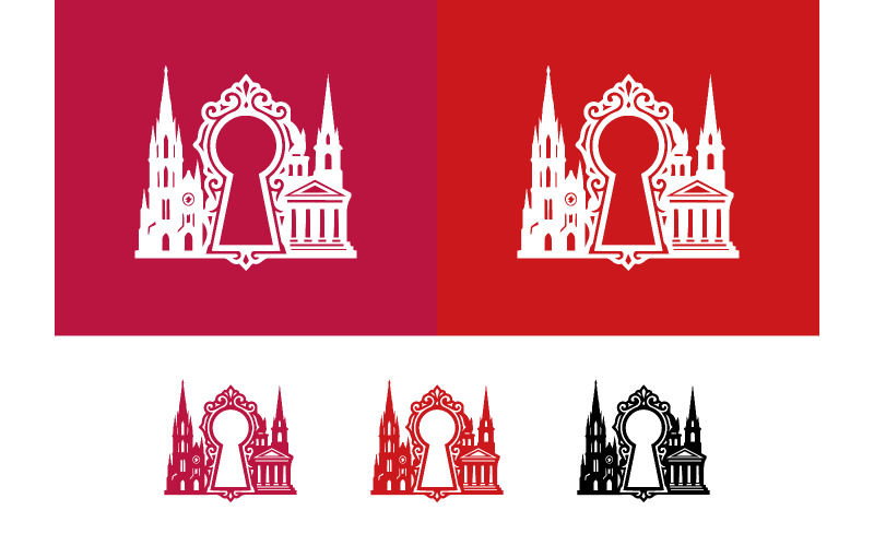 Dziurka od klucza ukazująca architekturę zamku.
