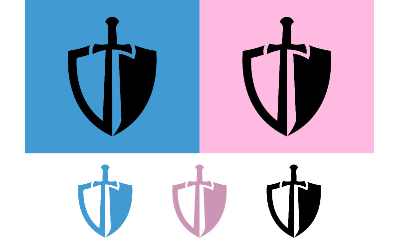 Emblème d'épée et de bouclier, symbole de protection.