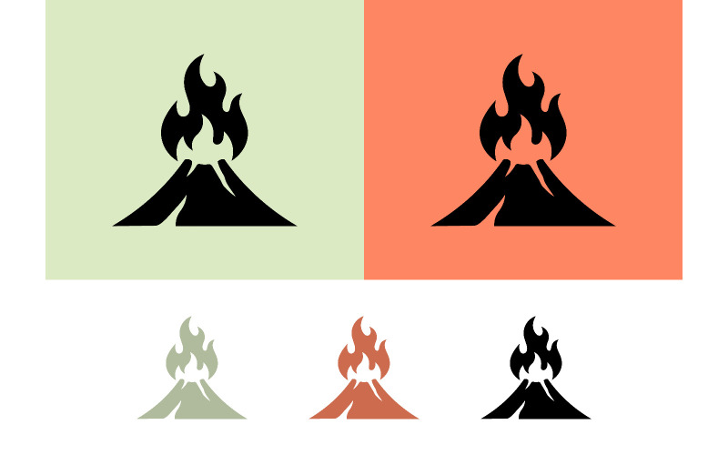 Volcan en éruption avec symbole de coulée de lave.