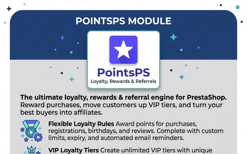 PointsPS — полноценный модуль для начисления бонусных баллов, вознаграждений и реферальных программ в PrestaShop.