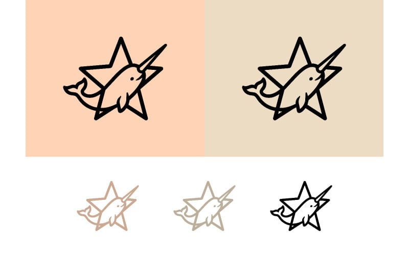Narwhal stjärnlogotyp design ljusbrun.