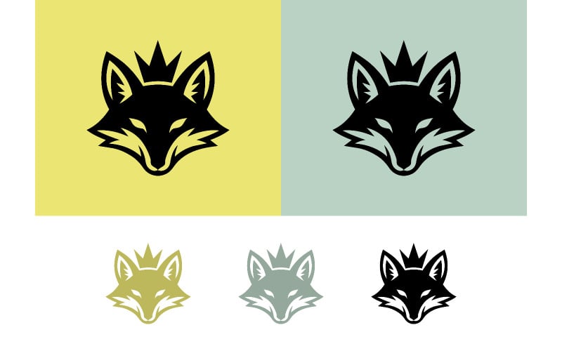 Emblema logo con simbolo di allarme: corona con testa di volpe