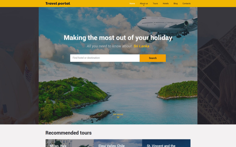 Modèle de site Web adapté aux voyages