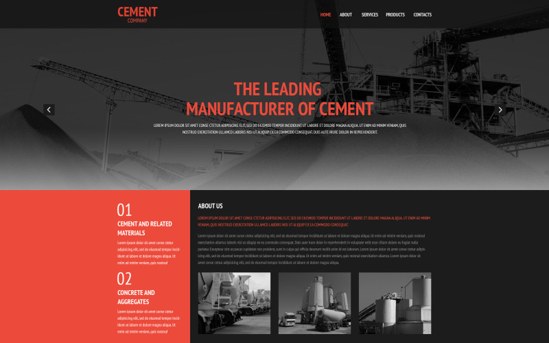 Modèle de site Web réactif au ciment