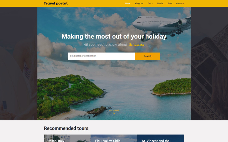 Modelo de site responsivo a viagens