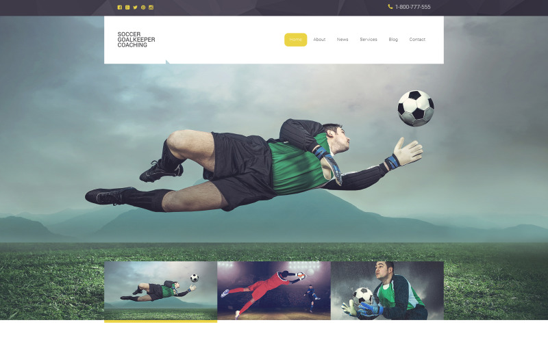 Plantilla de sitio web adaptable de fútbol