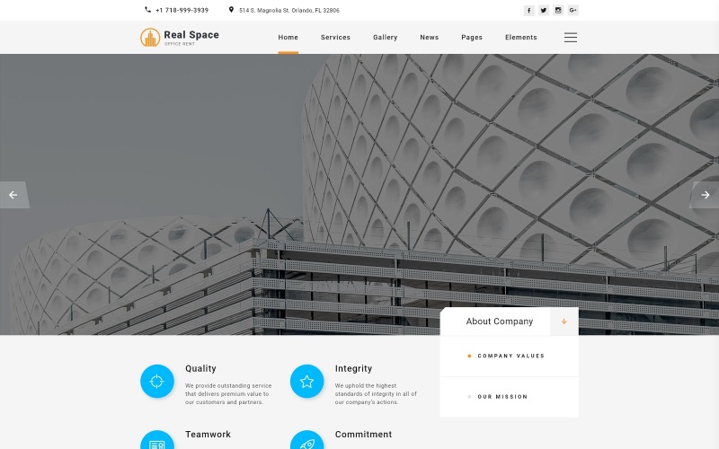 Real Space - Modèle de site Web HTML5 multipage moderne pour l'immobilier