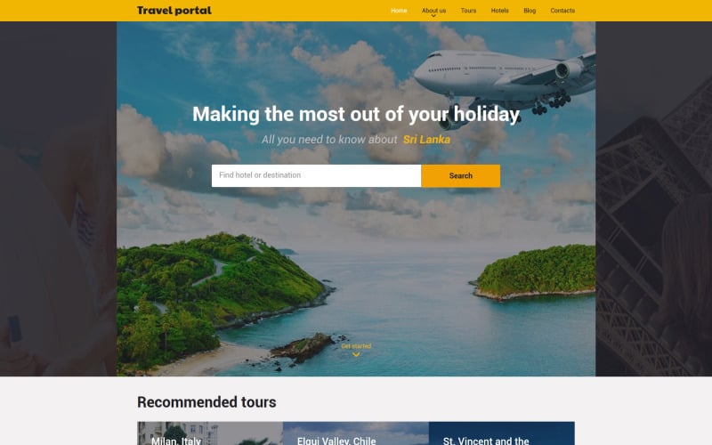 Responsieve websitesjabloon voor reizen