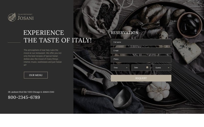 Szablon responsywnej strony docelowej restauracji włoskiej