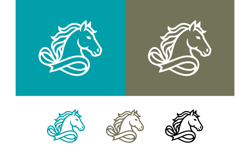 Logo met een paardenhoofd en wapperende manen.