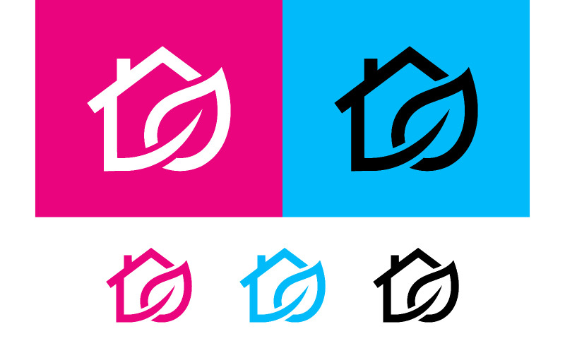Huis- en bladlogo voor milieuvriendelijk wonen.