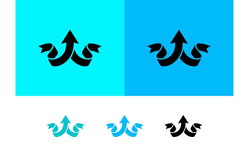 Élément de design de logo en forme de ruban avec flèche pointant vers le haut.