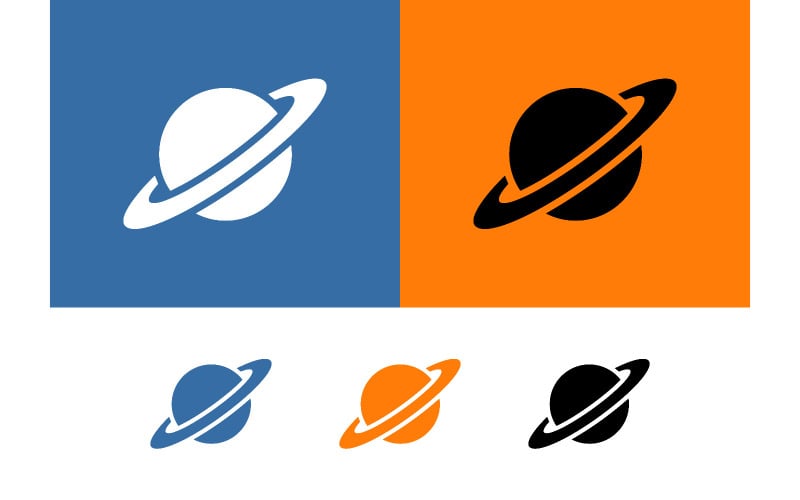 Design del logo ad anello planetario, tecnologia spaziale e planetaria.