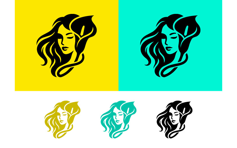 Volto di donna con logo di calla.
