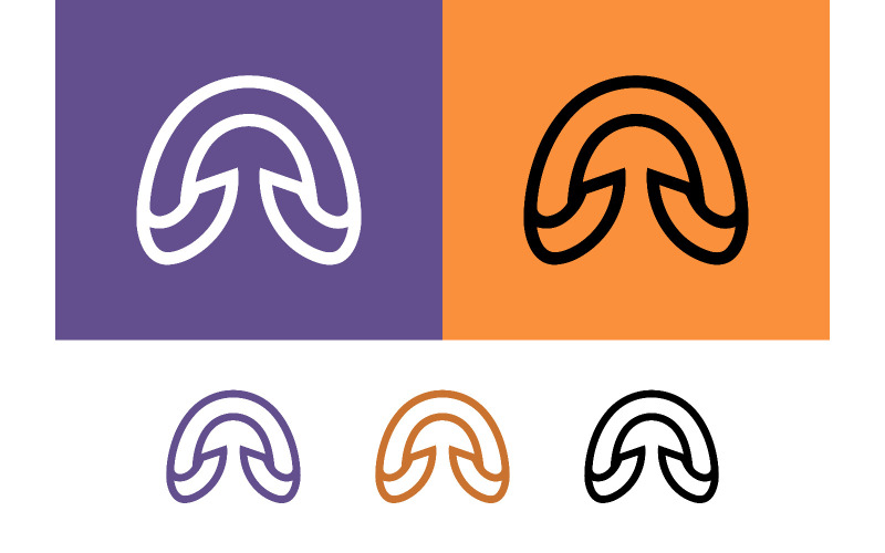Symbole en forme d'arche sur fond violet et orange.