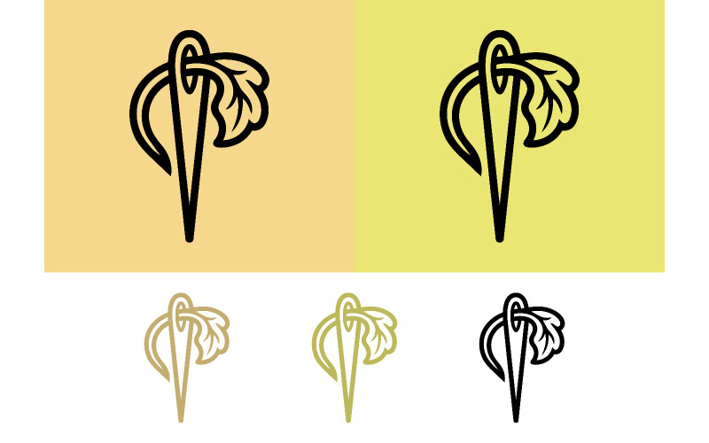 Ago con logo a forma di foglia.