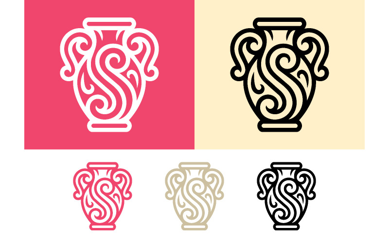Vaso con logo a forma di spirale.