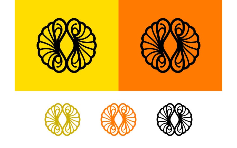 Abstrakt symmetrisk design gul orange grafik.