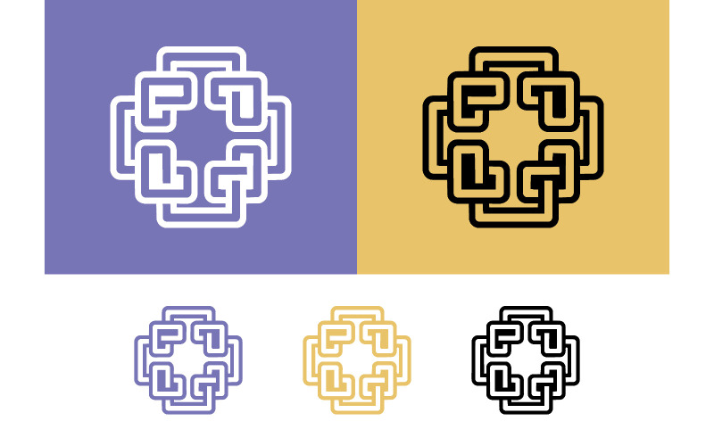 Interlocking geometric square pattern.