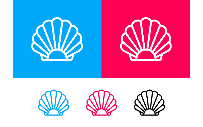 Logo coquillage bleu, rose et noir.