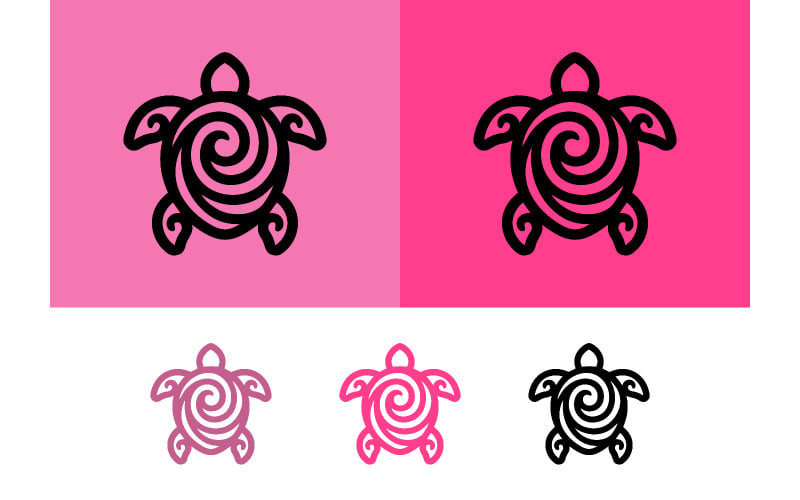 Logo de tortue rose et violet.