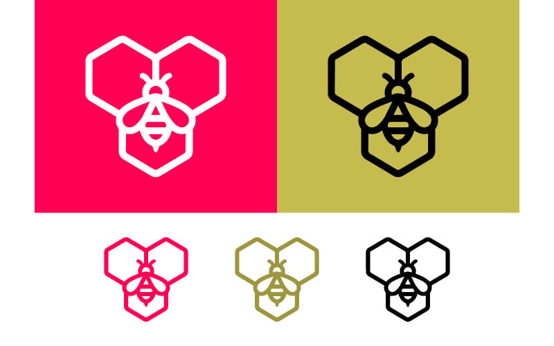 Logo d'abeille en nid d'abeille, icône moderne abstraite.