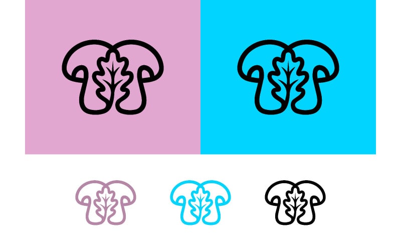 Logo de feuille de chêne en forme de champignon, symbole de la nature.