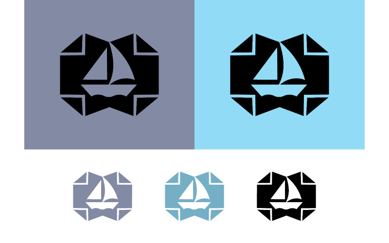 Origami bootlogo op gevouwen papier.